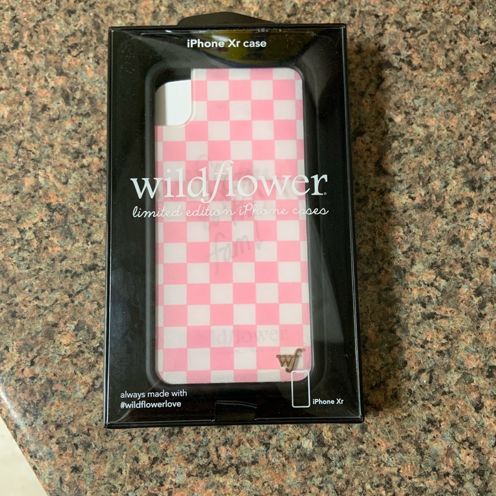 Pink Checkered iphone XR wildflower case